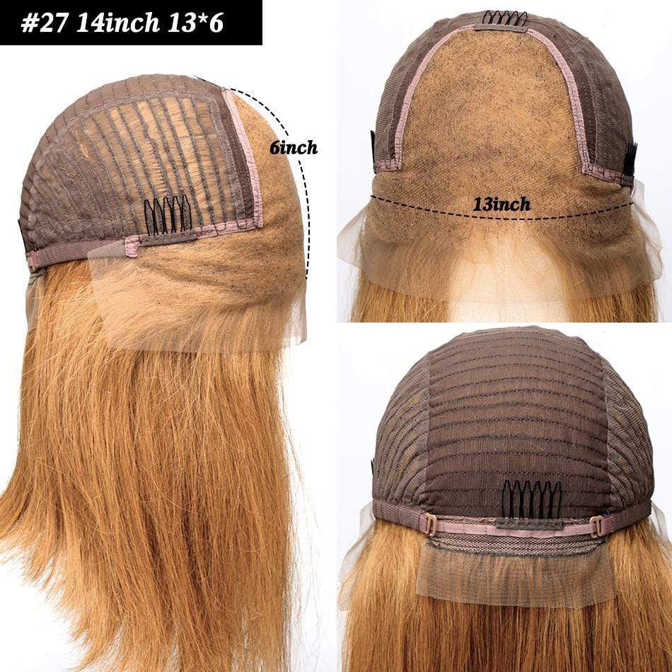 Straight #27 Bob Wig Silk Cut Lace Front Wigs Virgin Human Hair - wigirlhair