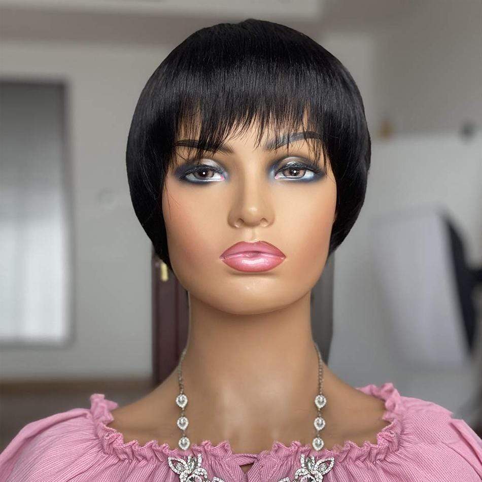 Short Bob Wig With Bangs Pixie Cut Brazilian Human Hair Wigs-wigirlhair