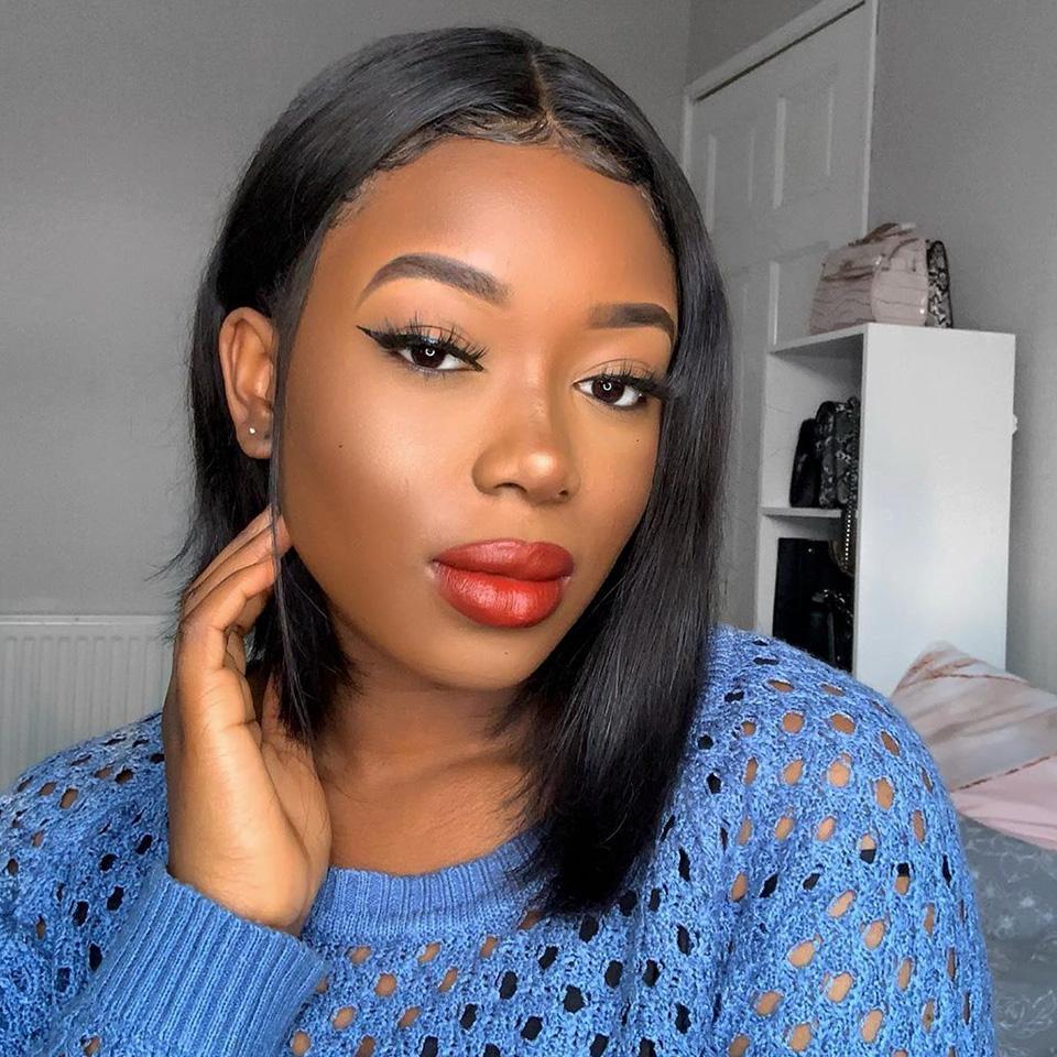 Straight Short Bob Wigs Human Hair Lace Frontal Wig Silky Blunt Cut-wigirlhair