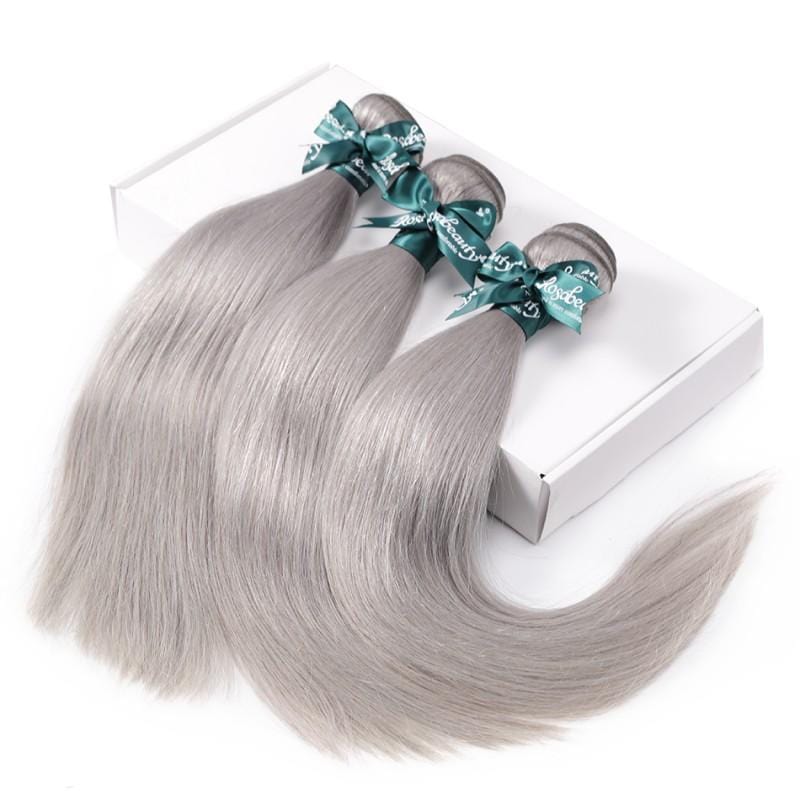 8A Sliver Grey Straight Hair Bundles