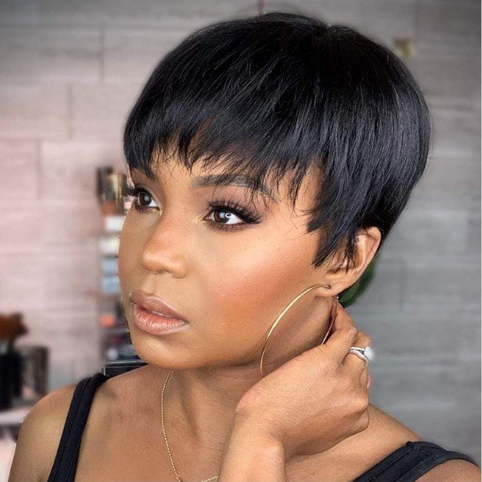 Short Bob Wig With Bangs Pixie Cut Brazilian Human Hair Wigs-wigirlhair