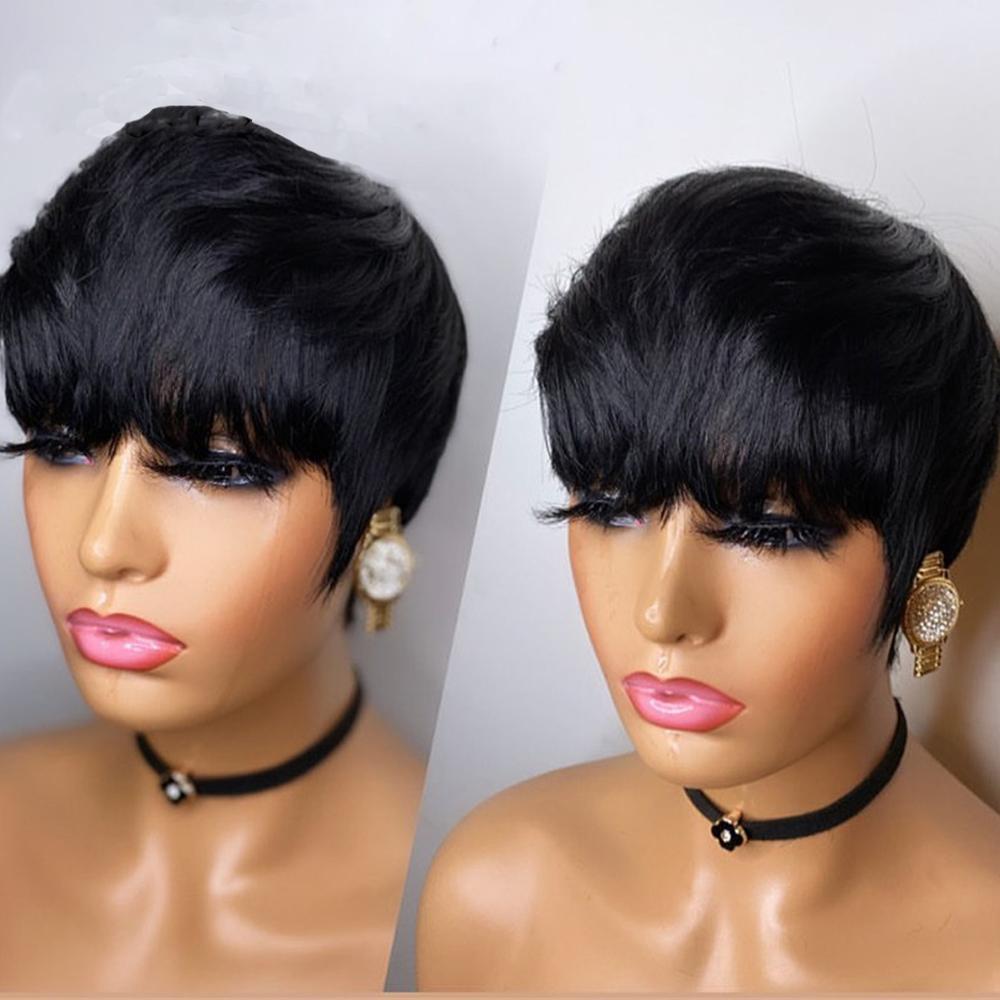 Short Pixie Cut Glueless Wig Straight Human Hair-wigirlhair