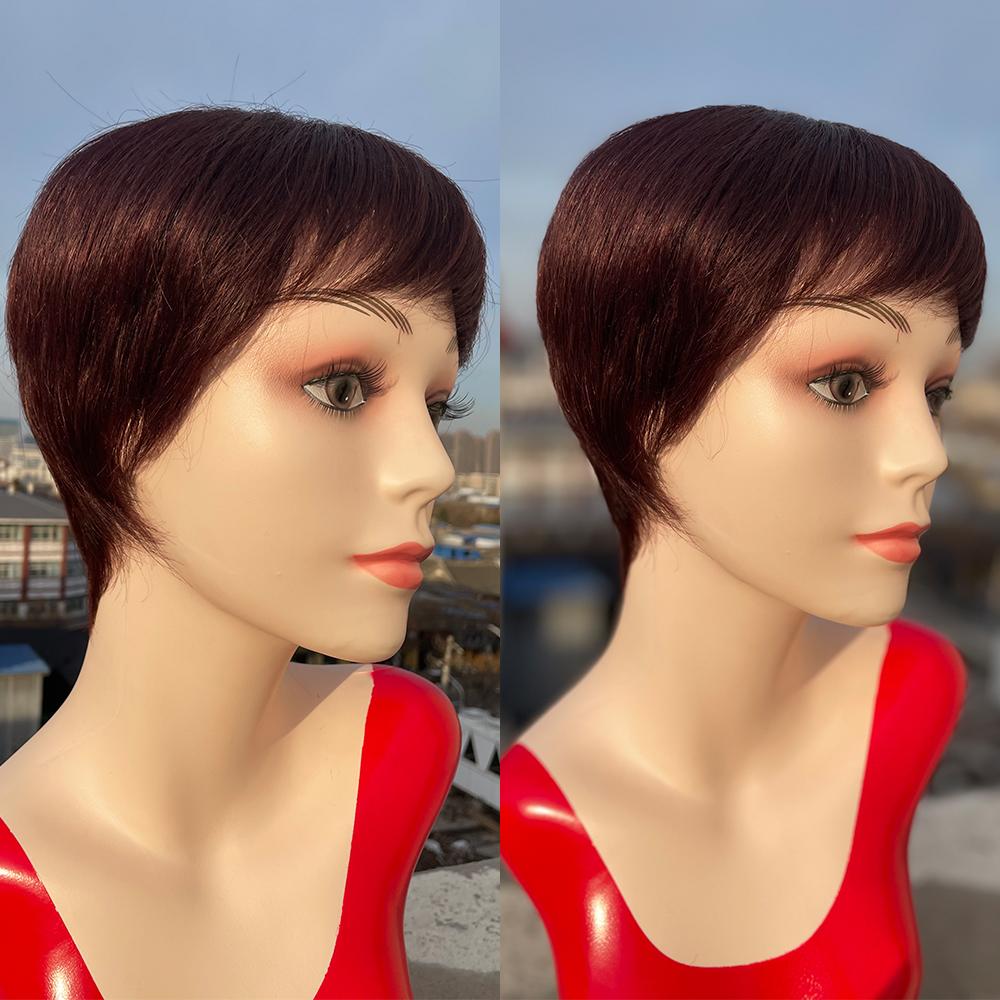 Short Bob Wig With Bangs Pixie Cut Brazilian Human Hair Wigs-wigirlhair