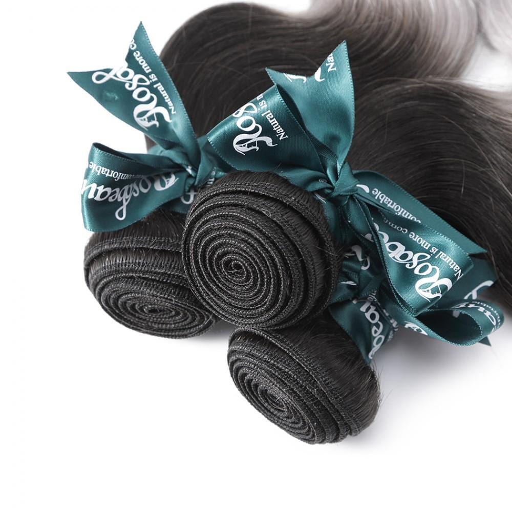 8A #T1B/Grey Body Wave Hair Bundles 3:7