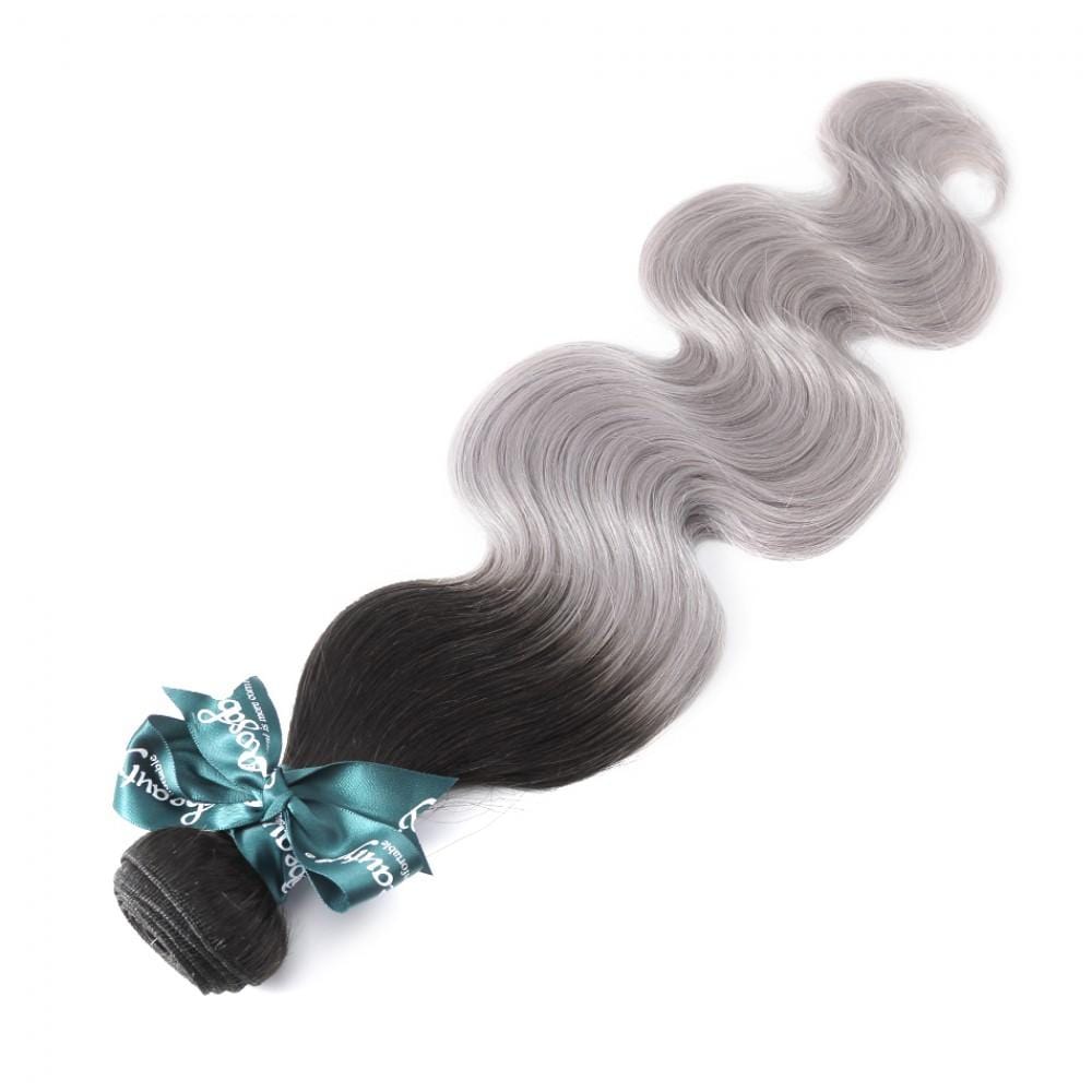 8A #T1B/Grey Body Wave Hair Bundles 3:7