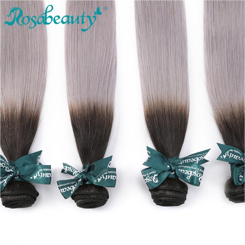 8A Straight Ombre Grey Hair Bundles 3:7