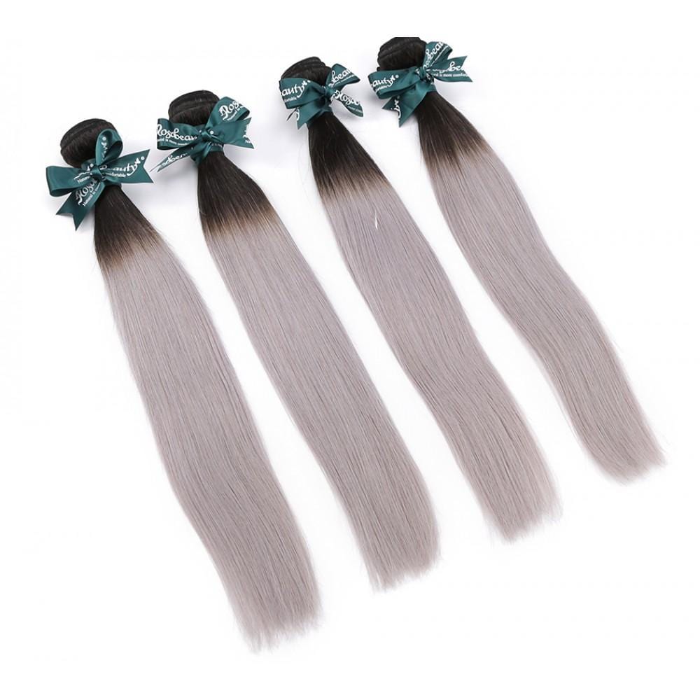 8A Straight Ombre Grey Hair Bundles 3:7