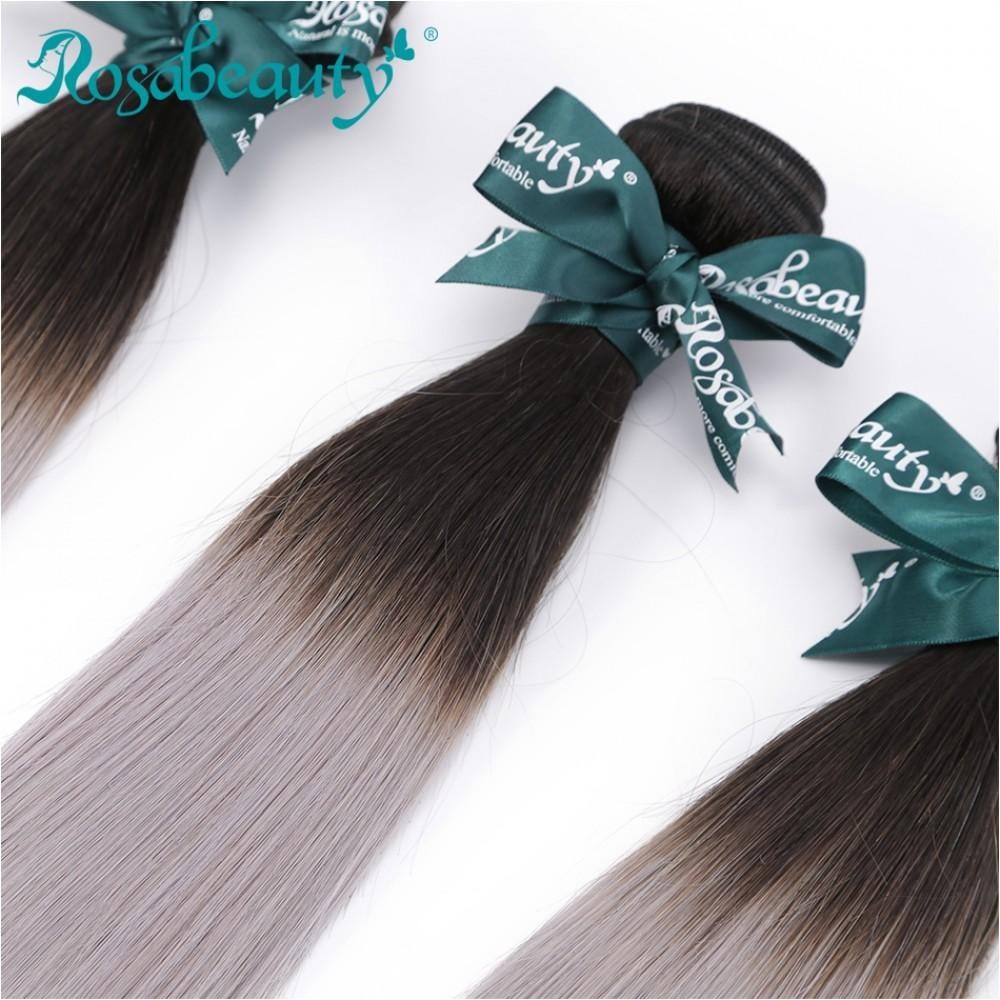 8A Straight Ombre Grey Hair Bundles 3:7