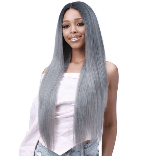 T Part Grey Virgin Hair Straight Lace Frontal Wig - wigirlhair