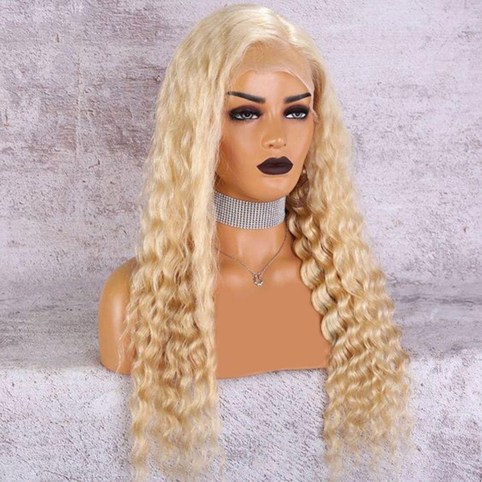 T Part #613 Deep Wave Blonde Hair Lace Front Wig Virgin Human Hair - wigirlhair