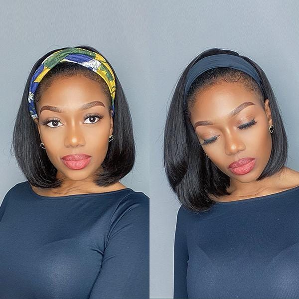 Throw On & Go | Headband Bob Wig Straight Virgin Human Hair(Get Free Headband)-wigirlhair