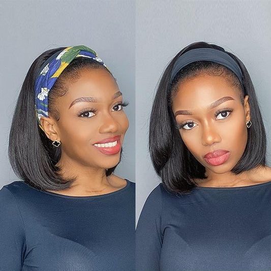 Throw On & Go | Headband Bob Wig Straight Virgin Human Hair(Get Free Headband)-wigirlhair
