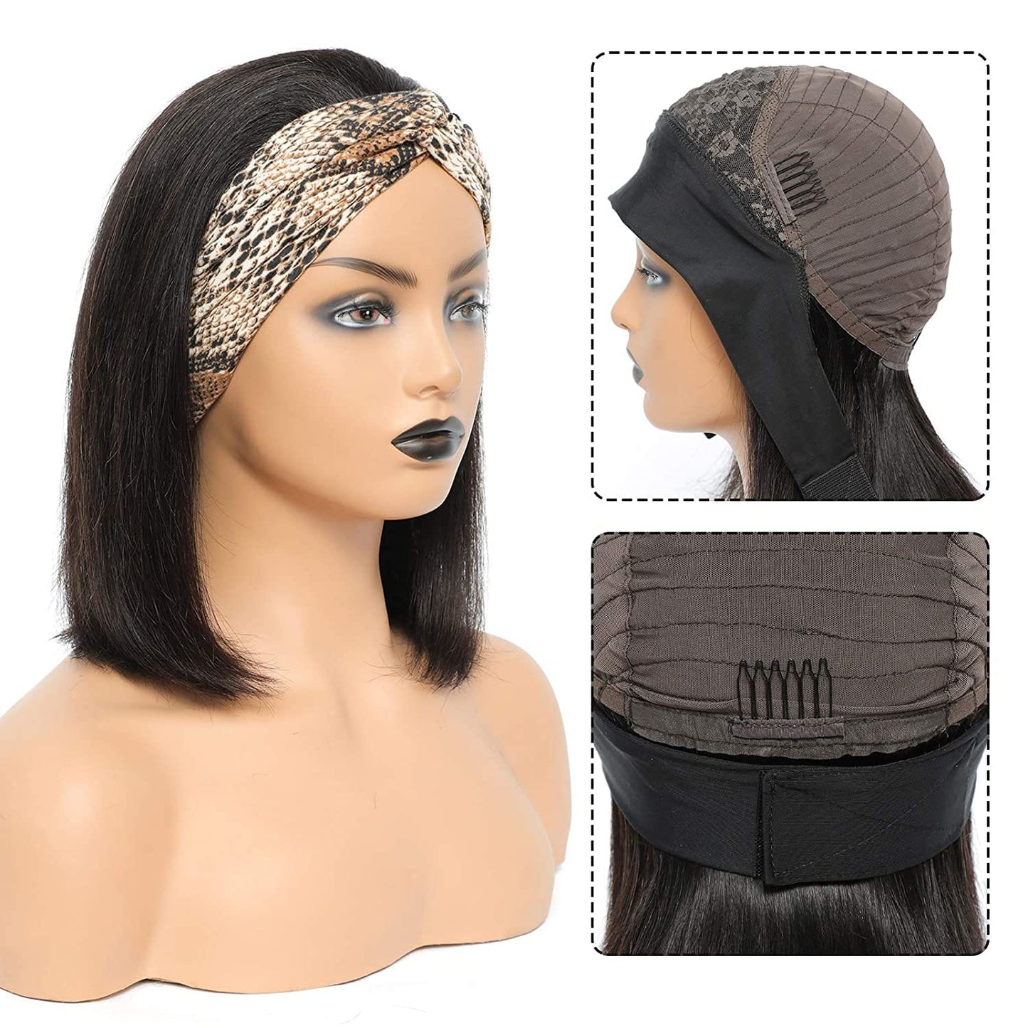 Throw On & Go | Headband Bob Wig Straight Virgin Human Hair(Get Free Headband)-wigirlhair