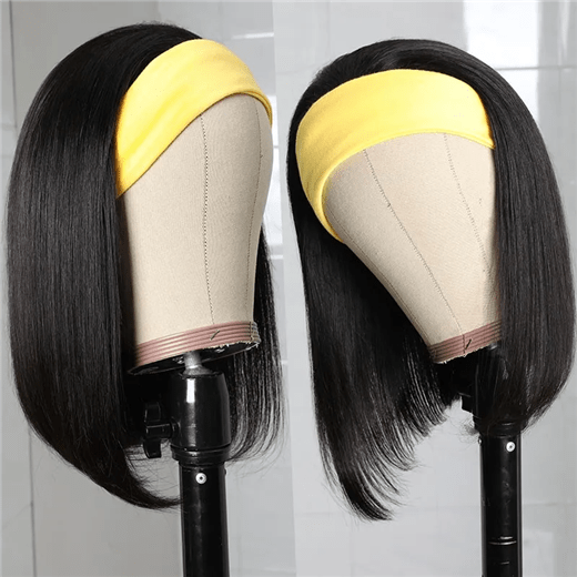 Throw On & Go | Headband Bob Wig Straight Virgin Human Hair(Get Free Headband)-wigirlhair