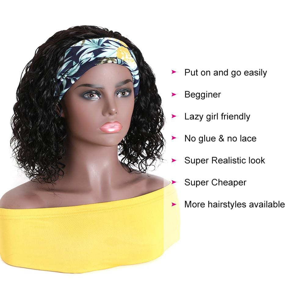Water Wave Headband Wig Virgin Human Hair(Get Free Headband) - wigirlhair