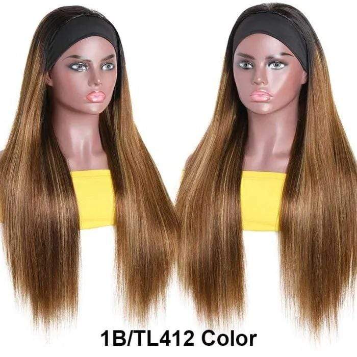 #1B/412 Ombre Color Highlight Straight Headband Wigs Virgin Human Hair - wigirlhair