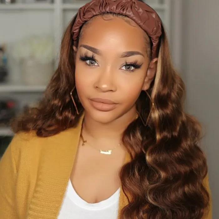 #1B/412 Ombre Color Body Wave Headband Wigs Virgin Human Hair - wigirlhair
