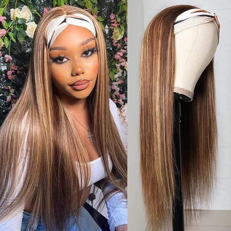 #412 Color Highlight Straight Headband Wigs Virgin Human Hair-wigirlhair