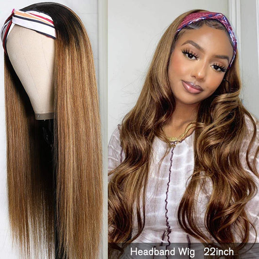 #1B/412 Ombre Color Highlight Straight Headband Wigs Virgin Human Hair - wigirlhair