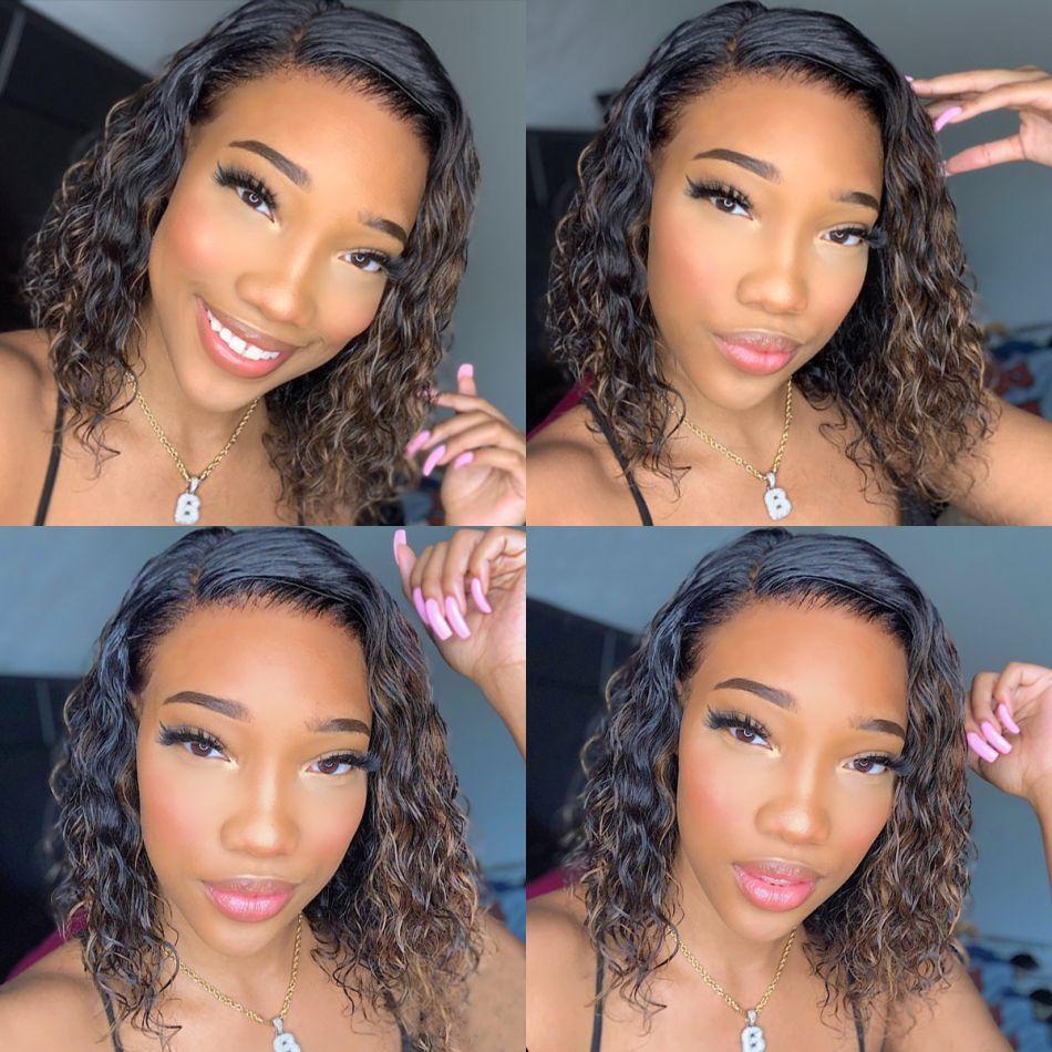 #4/27 Water Wave Highlight Bob Wig Ombre Virgin Human Hair - wigirlhair