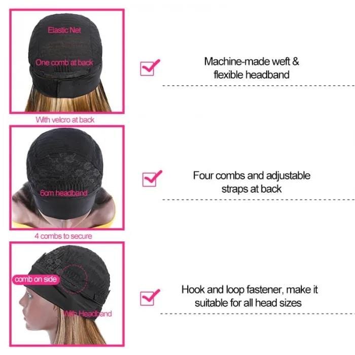 #1B/412 Ombre Color Body Wave Headband Wigs Virgin Human Hair - wigirlhair