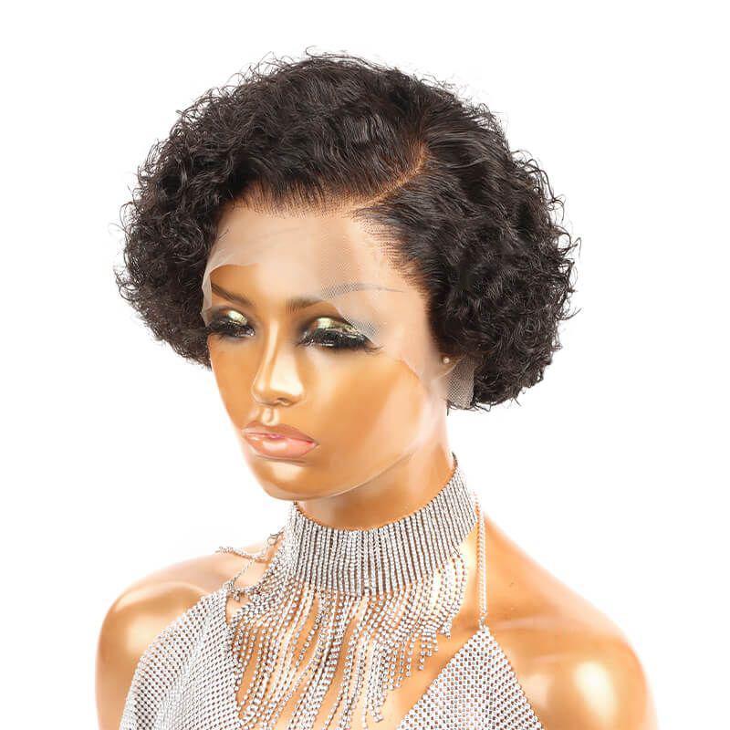 13X4 Pixie Cut Wig Deep Wave Slick Back Virgin Human Hair - wigirlhair