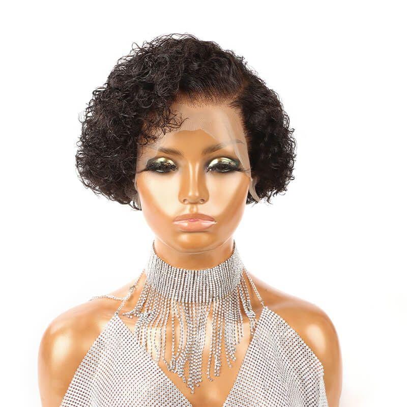 13X4 Pixie Cut Wig Deep Wave Slick Back Virgin Human Hair - wigirlhair