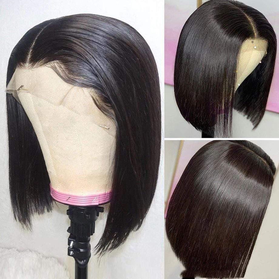 13X4 Short Bob Wigs Straight Human Hair Lace Front Wig Silky Blunt Cut-wigirlhair