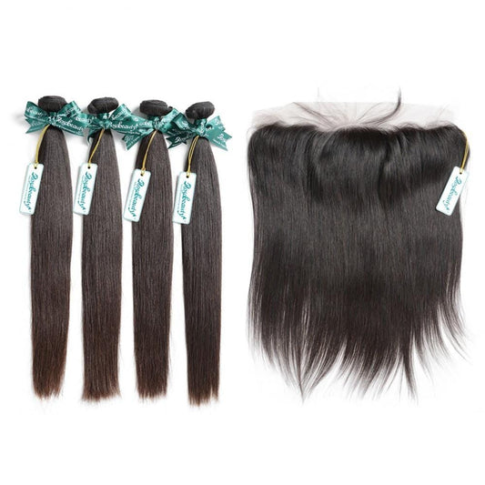 7A 4 Bundles Brazilian Hair With Frontal Straight - wigirlhair