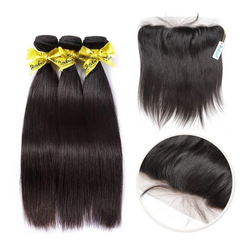 7A 3 Bundles Brazilian Hair with Frontal Straight - wigirlhair