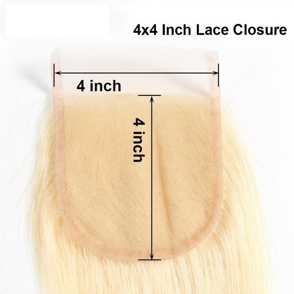 8A #613 Blonde Straight Hair Bundles With Lace Closure