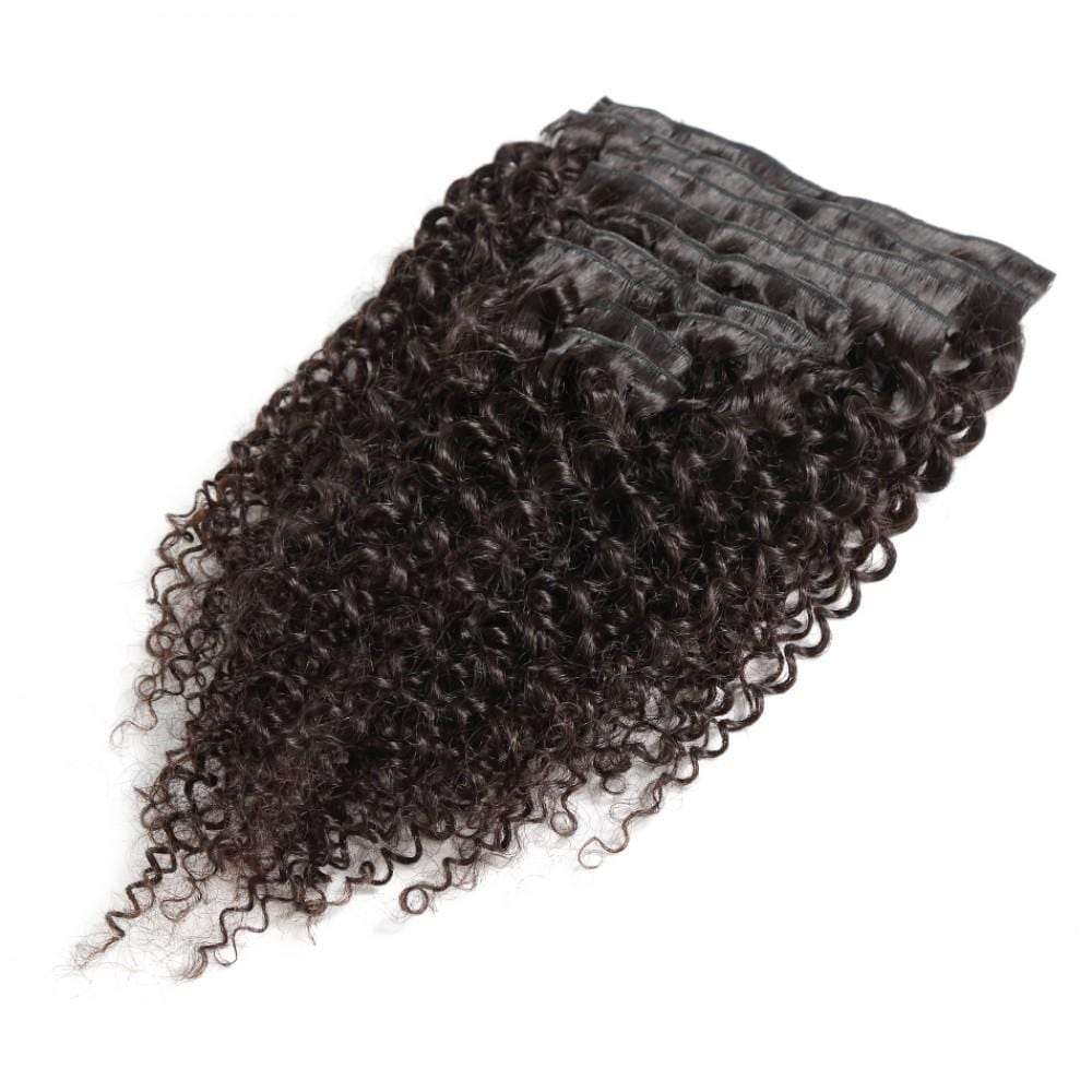 140G Brazilian Hair Kinky Curly Clip in Hair Extension #1B 10PSet
