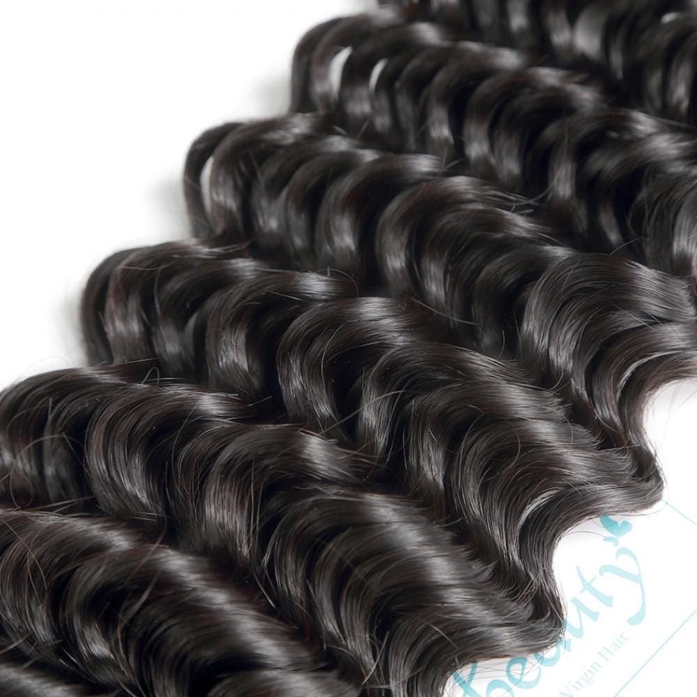 7A 4 Bundles Hair Weave Brazilian Hair With Lace Closure Deep Wave