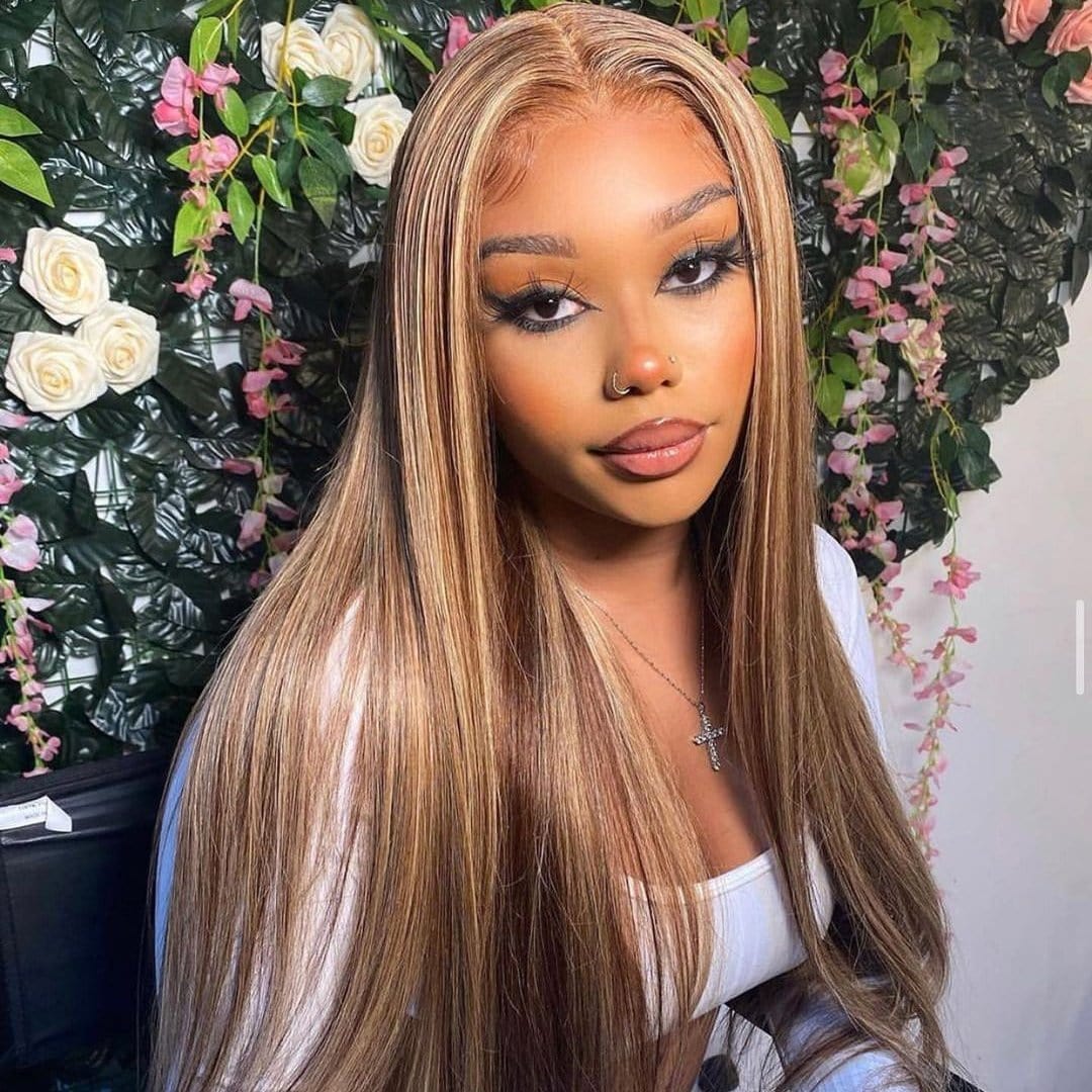 #4/27 13x4 Straight Ombre Lace Front Wig Highlight Virgin Human Hair-wigirlhair