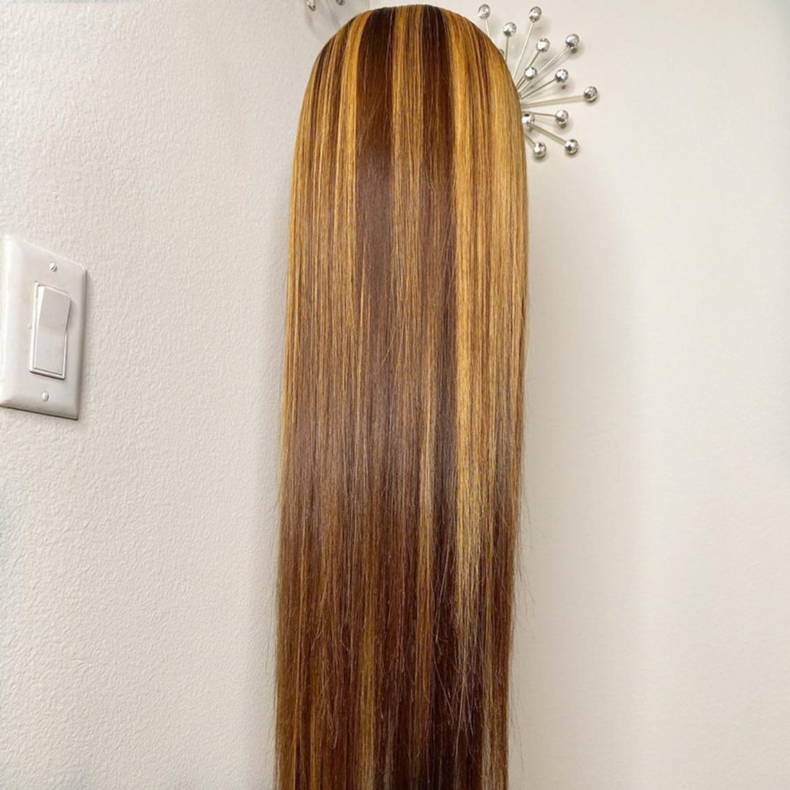 #4/27 13x4 Straight Ombre Lace Front Wig Highlight Virgin Human Hair - wigirlhair