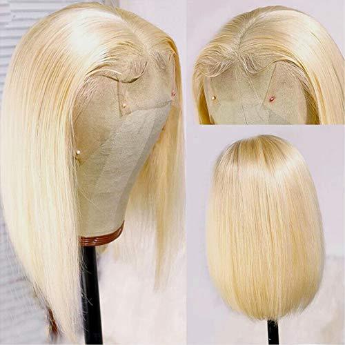 4x4 #613 Blonde Straight Bob Wig Human Hair Lace Front Wig Silky Blunt Cut - wigirlhair