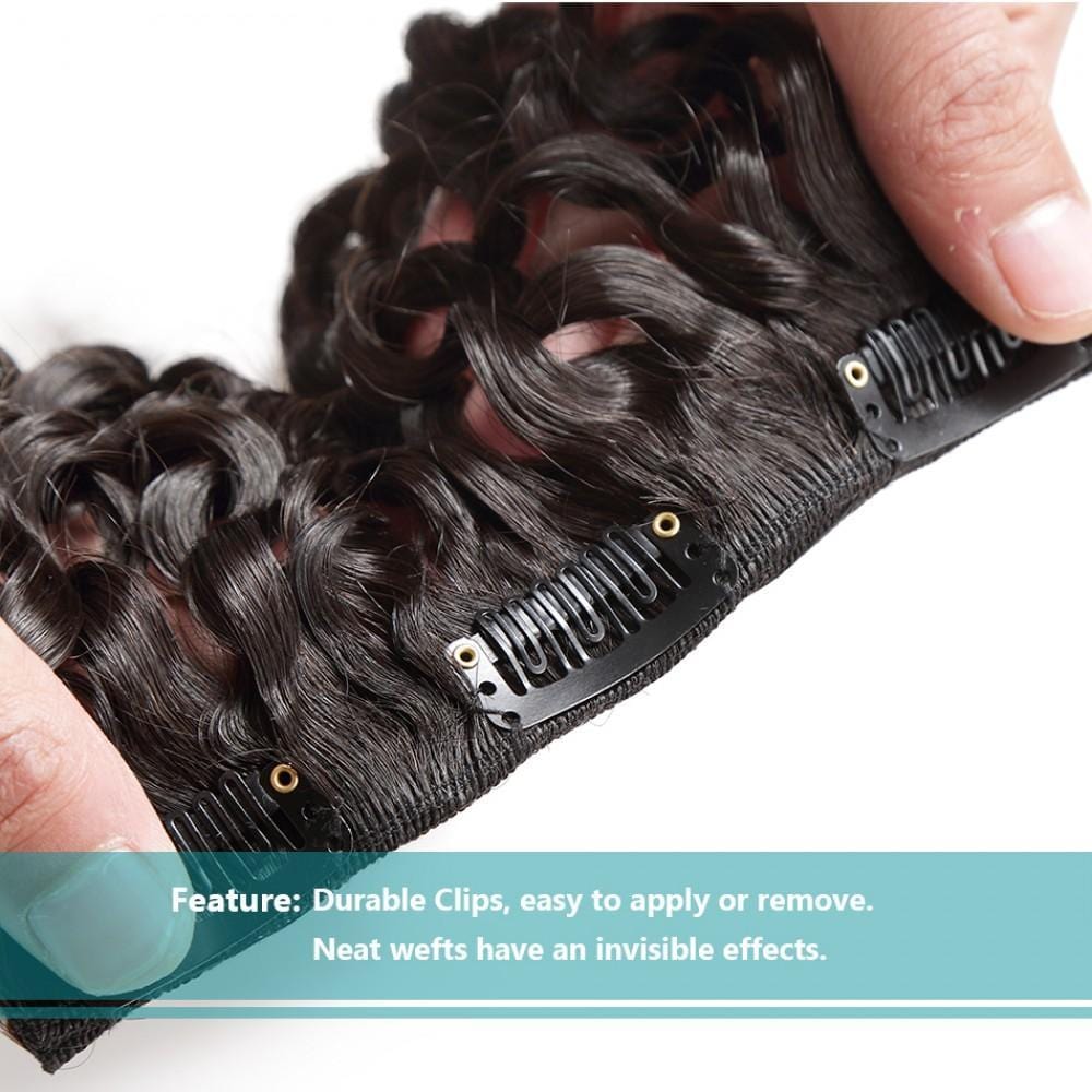 70G Brazilian Hair Kinky Curly Clip in Hair Extension #1B 7PSet