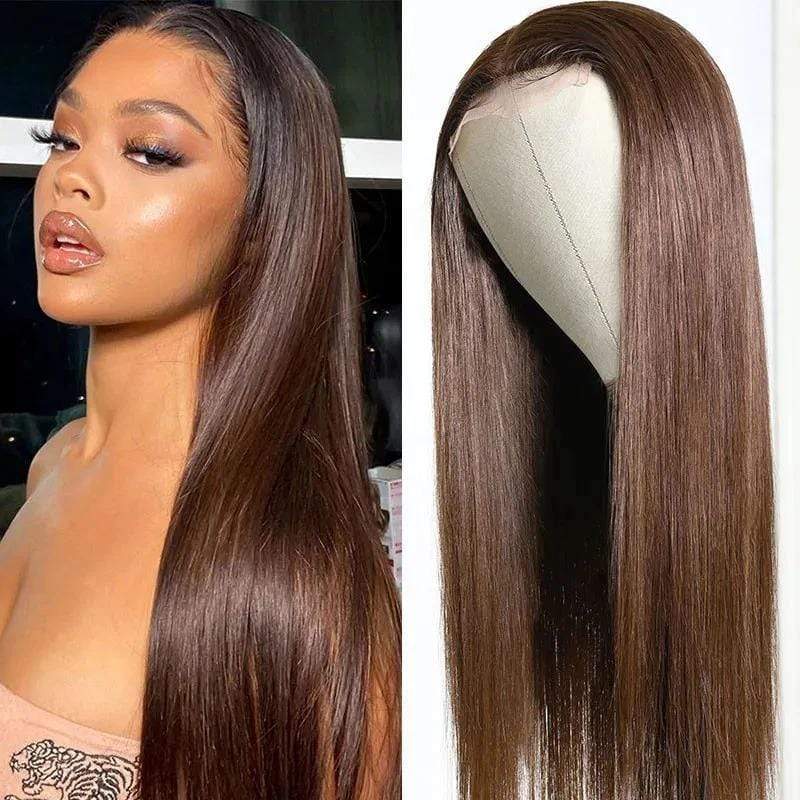 4x4 #4 Blonde Straight Human Hair Lace Front Wig - wigirlhair