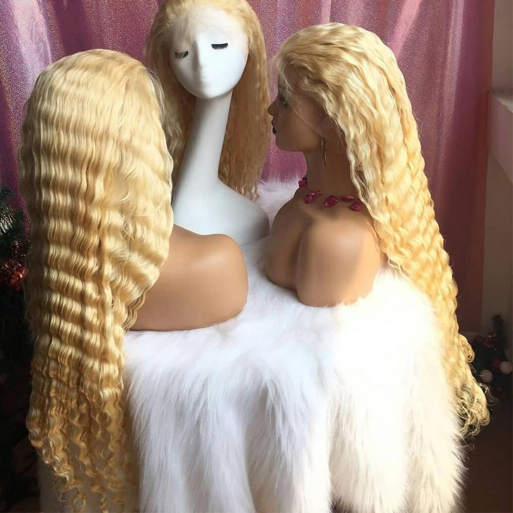 #613 Blonde Hair Deep Wave HD Lace Front Wig Virgin Human Hair-wigirlhair