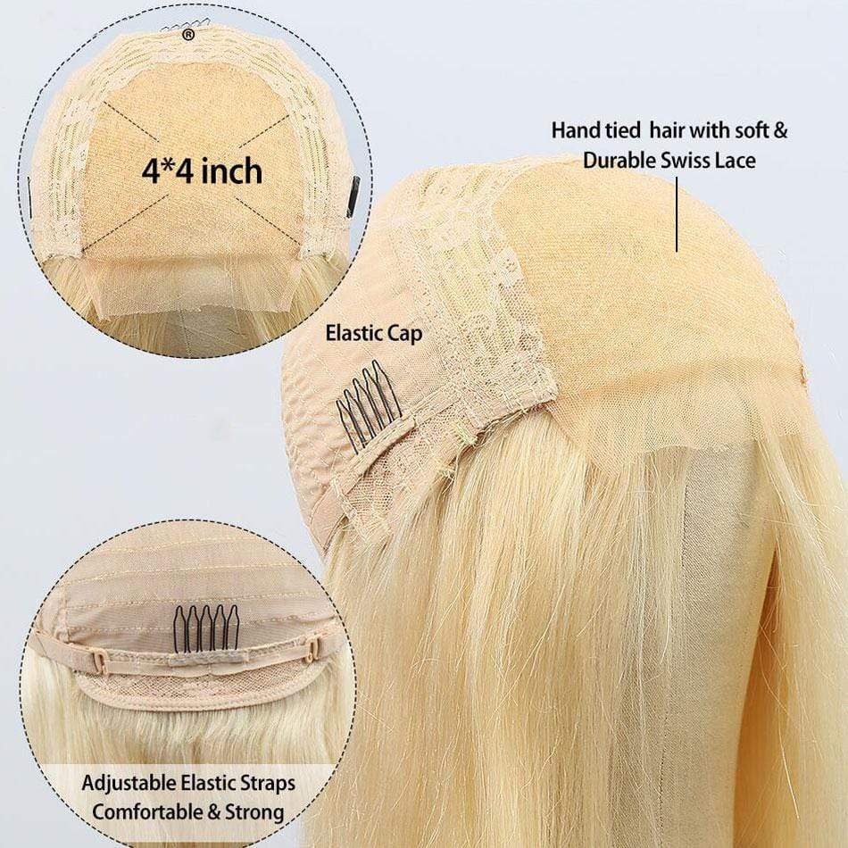 4x4 613 Lace Front Wig Straight Blonde Wigs Brazilian Human Hair - wigirlhair