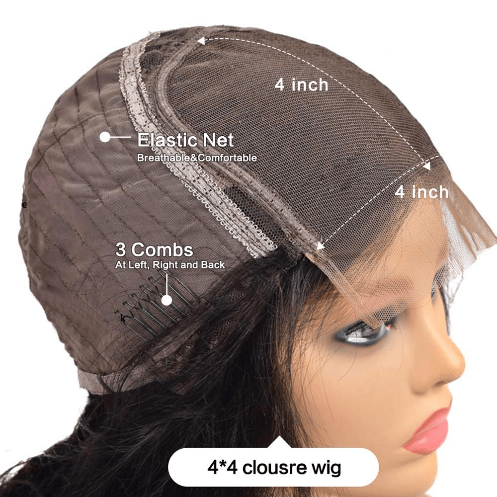 4x4 #1B/4 Highlight Ombre Straight Human Hair Lace Front Wig - wigirlhair