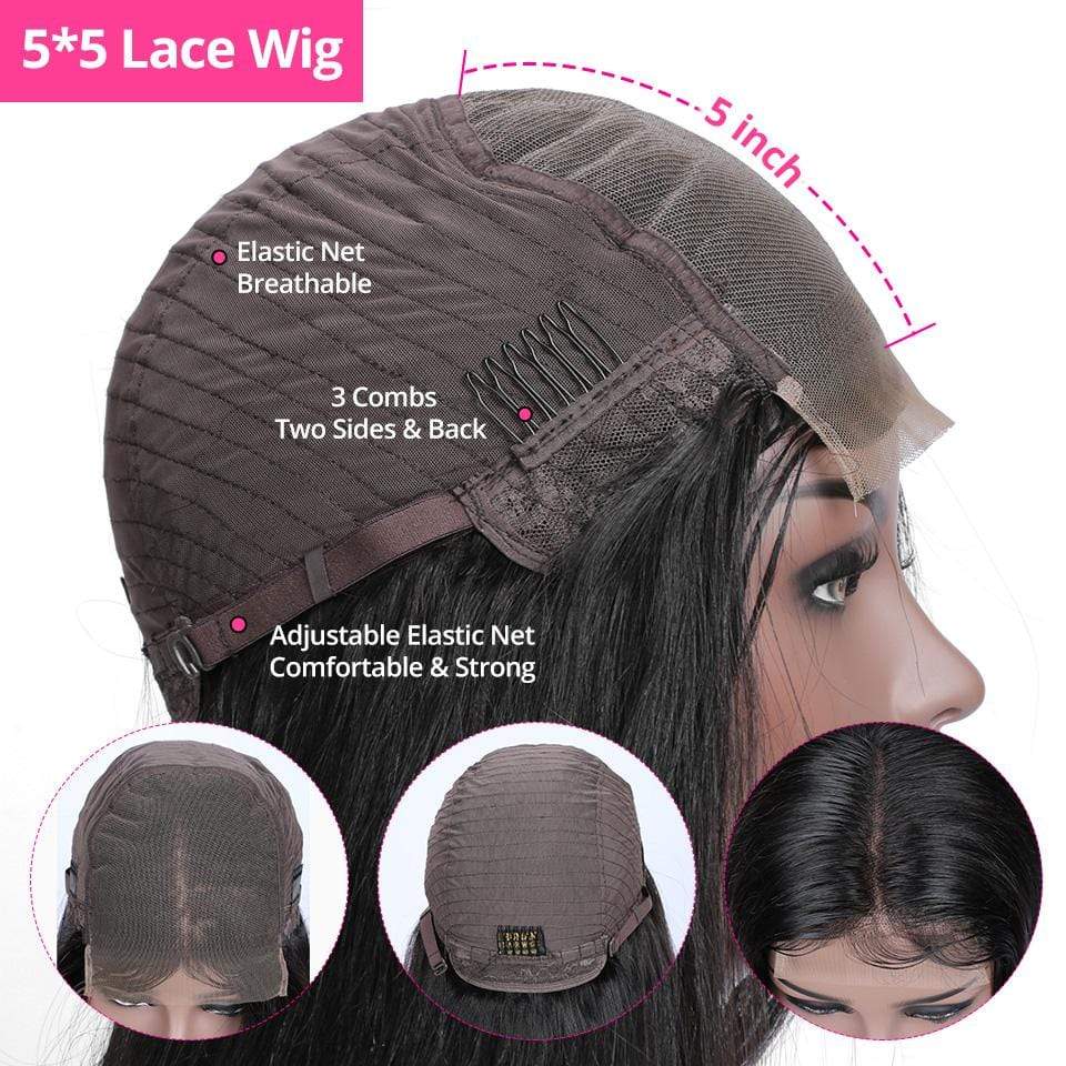 150% 13X6/5X5 HD Transparent Lace Wig Virgin Human hair Body Wave-wigirlhair