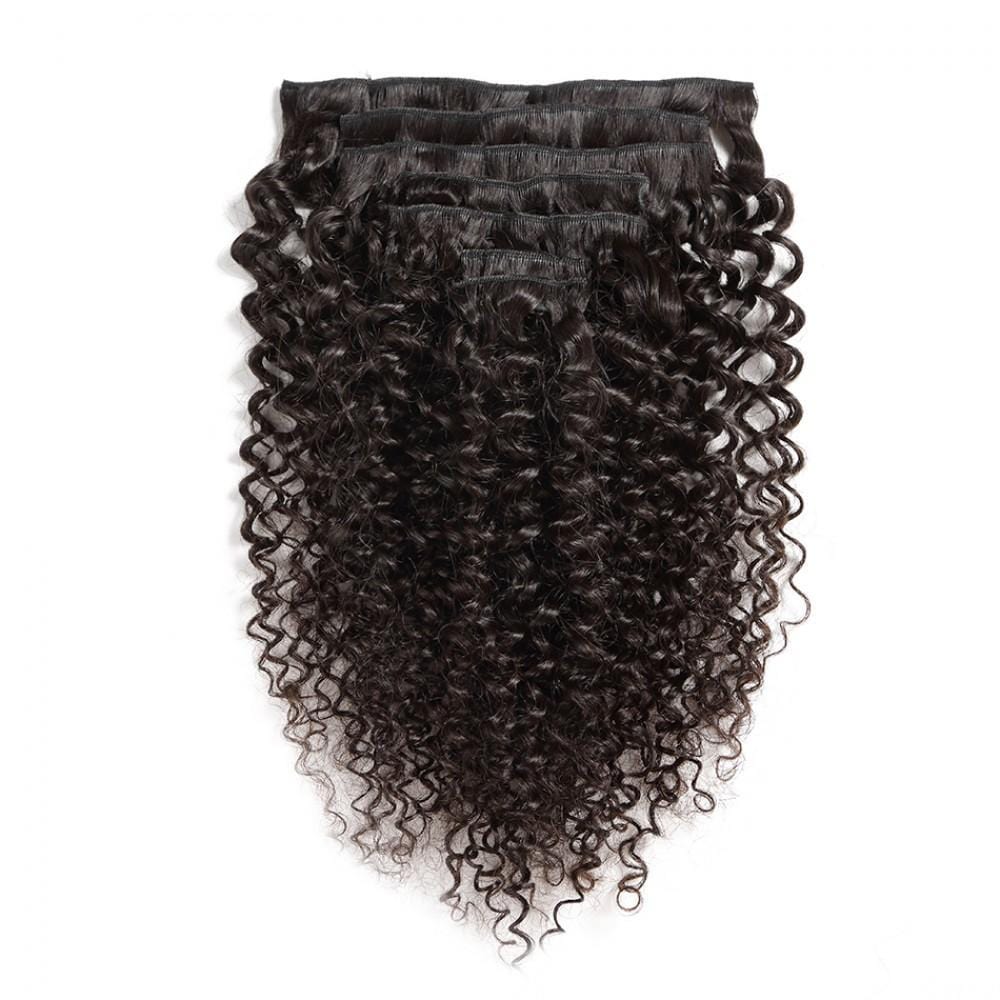 100G Brazilian Hair Kinky Curly Clip in Hair Extension #1B 7PSet