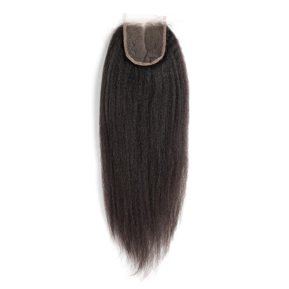 7A 3 Bundles Hair Weave Brazilian Hair With Lace Closure Kinky Straight