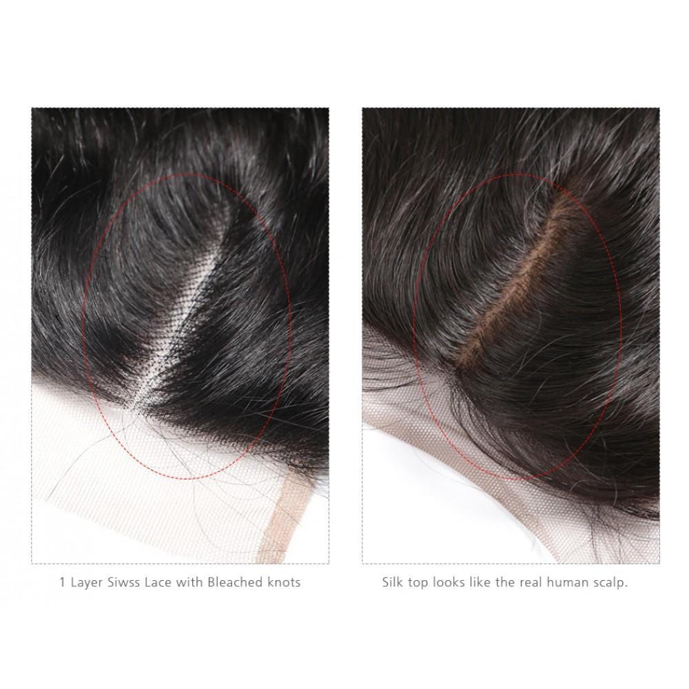 7A 4 Bundles Hair Weave Brazilian Hair With Silk Base Closure Body Wave