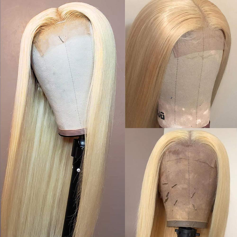 613 Human Hair Lace Front Wig Straight Blonde Wigs Brazilian Hair Transparent Lace Wigs-wigirlhair