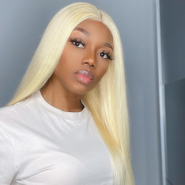 613 Human Hair Lace Front Wig Straight Blonde Wigs Brazilian Hair Transparent Lace Wigs-wigirlhair