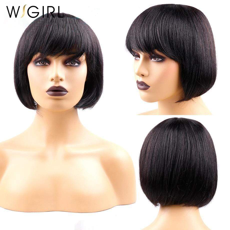 Pixie Cut Bob Bang Wigs Virgin Human Hair - wigirlhair
