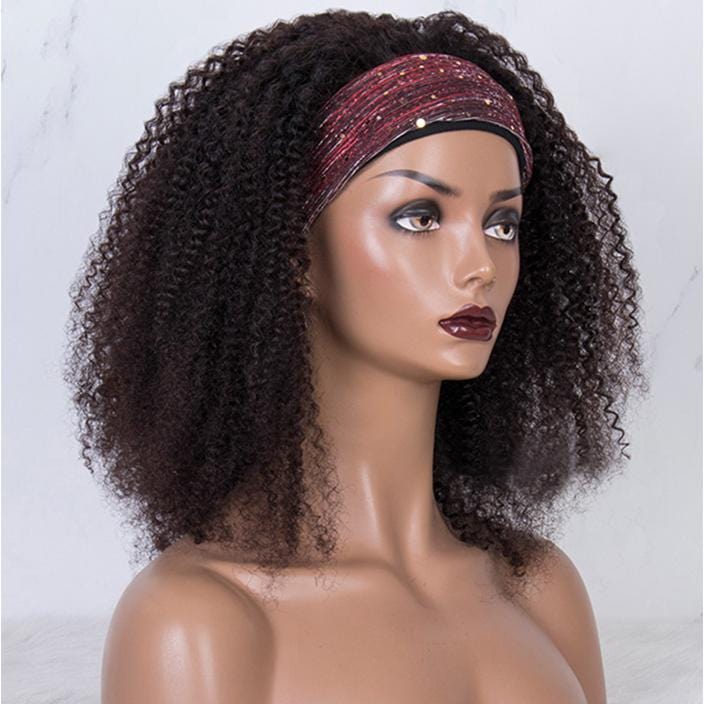 Kinky Curly Headband Wig Virgin Human Hair(Get Free Headband) - wigirlhair