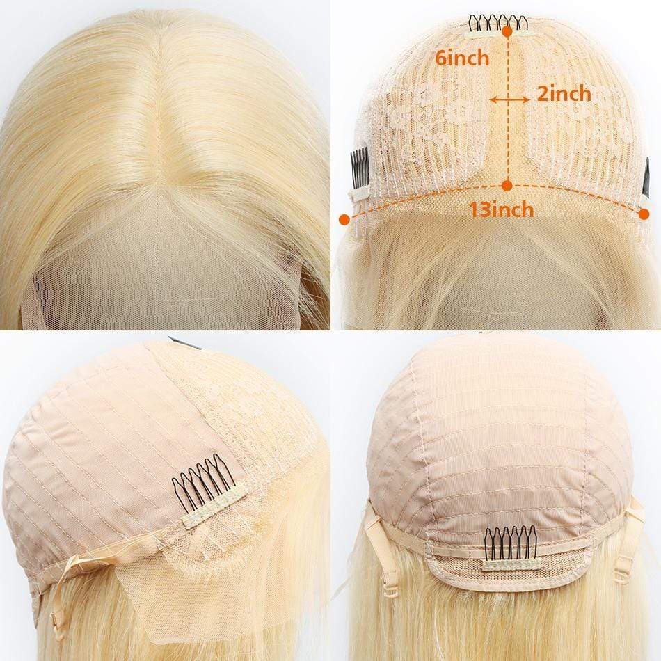 T Part #613 Straight Blonde Hair Lace Front Wig Virgin Human Hair - wigirlhair